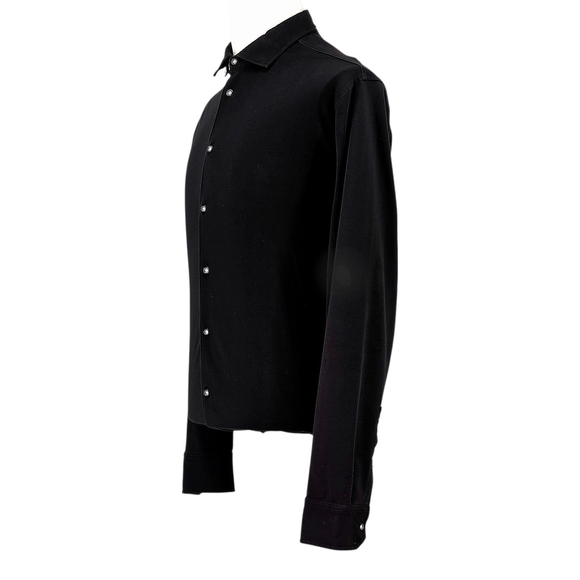 Quiet Luxury Buki Collection Knit Shirt Mens Large Black Supima Stretch - Picture 2 of 13